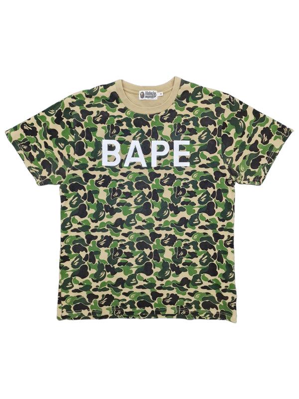 BAPE "BAPE" Big Name On Chest 1st Green Camo Allover Tee