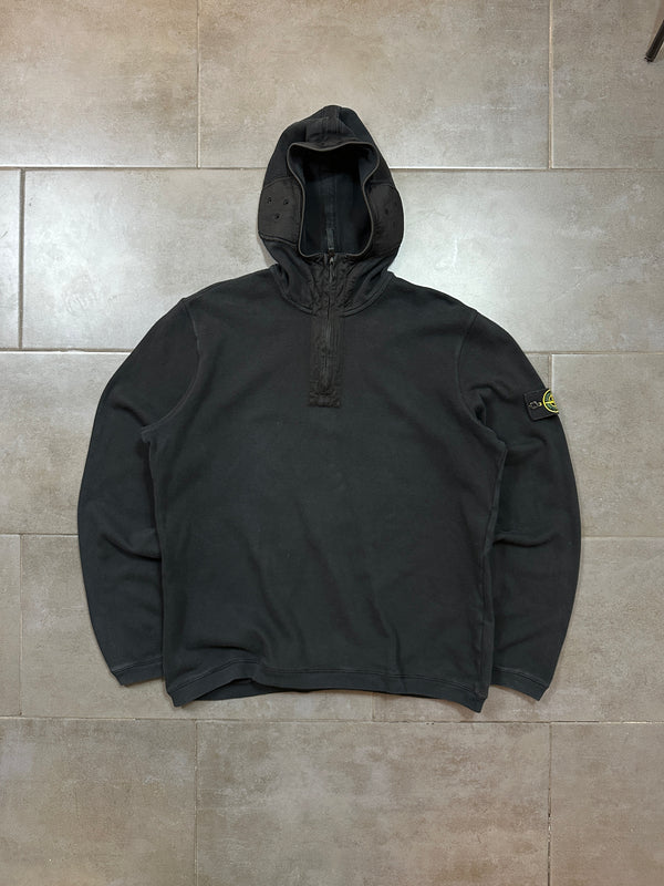 Stone Island 2009 Quarter ZIP Black Hooded Sweat