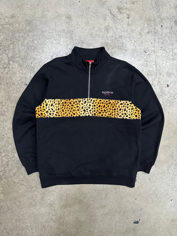 Supreme Black Leopard Quarter Zip Sweat