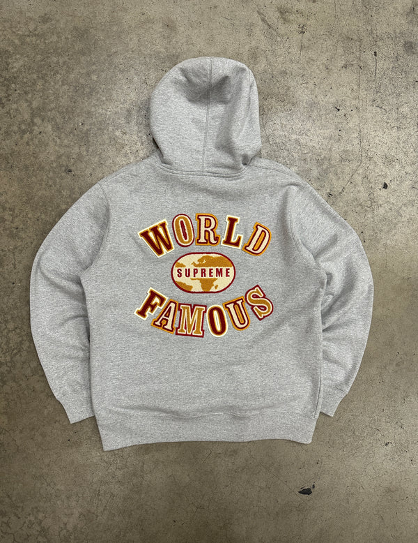 Supreme Grey World Famous Zip Hoodie